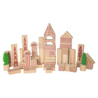 Építőkocka 100 darabos, natúr, mintás